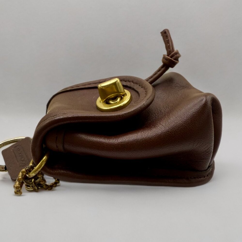 Vintage Coach Mahogany Brown Mini Turnlock Daypack Key Fob Keychain - Picture 4 of 10